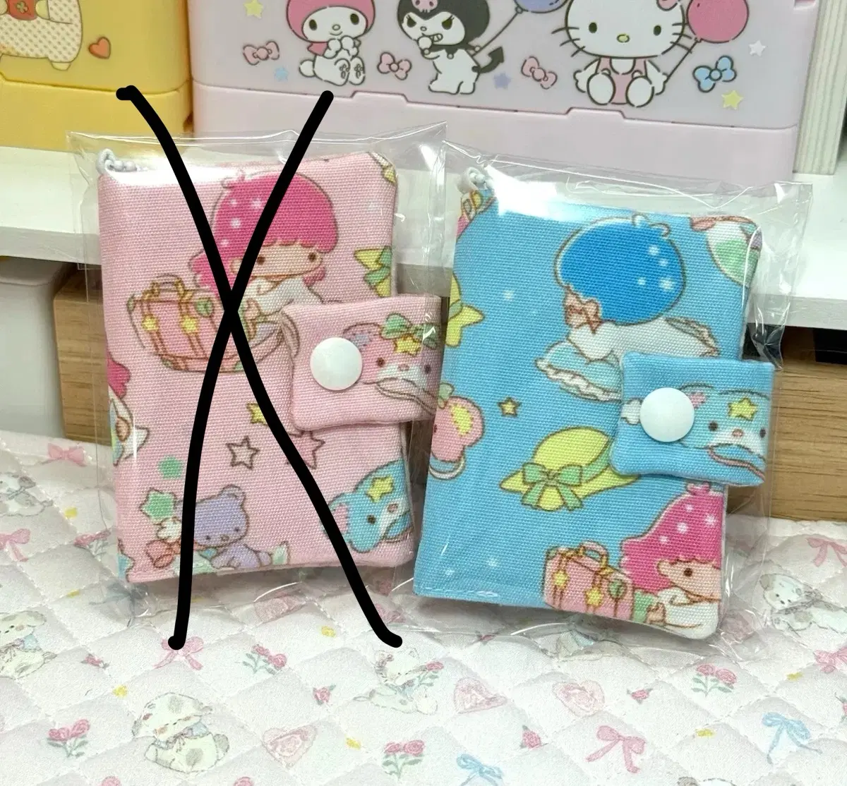 [할인x 새상품] 핸드메이드 카드지갑 산리오 리틀트윈스타 카드지갑 키키라라 지갑