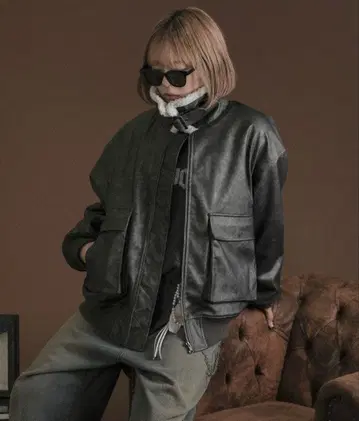 sedacle 보아 안감 인조 가죽 블루종 블랙 S