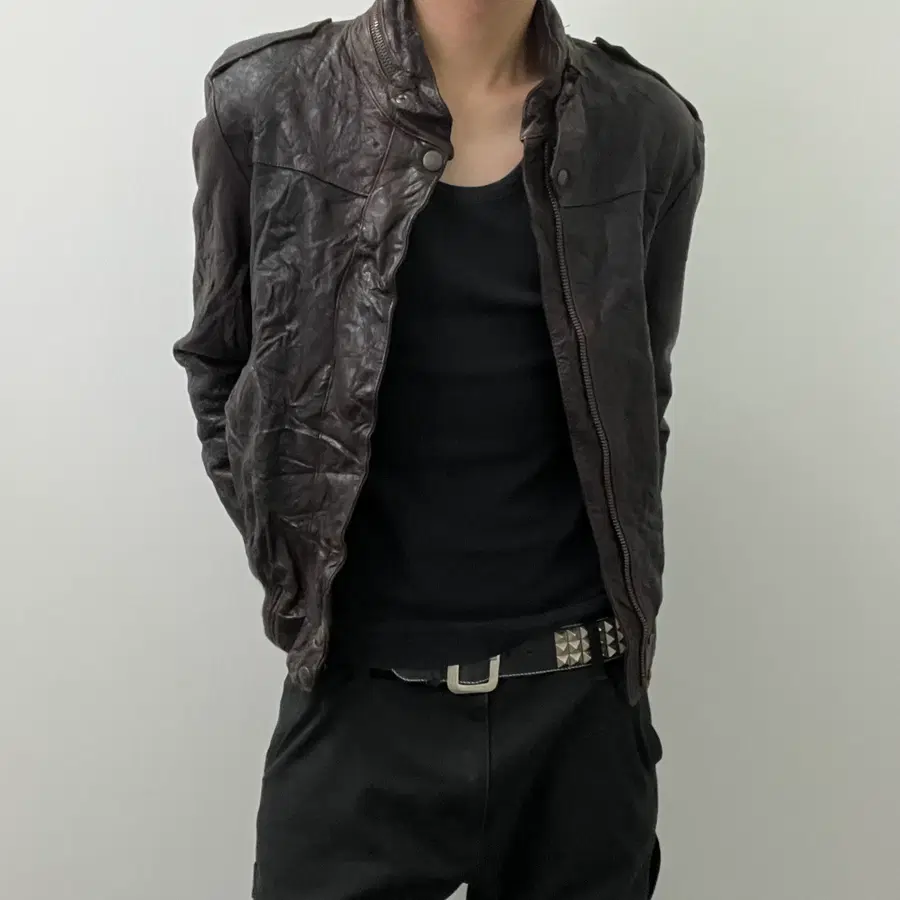 Brando 이태리 빈티지 레더 봄버 자켓 50