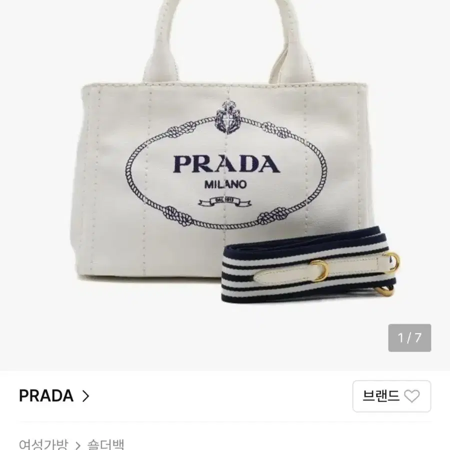 Prada 화이트 카나파 스몰 토트백 숄더백