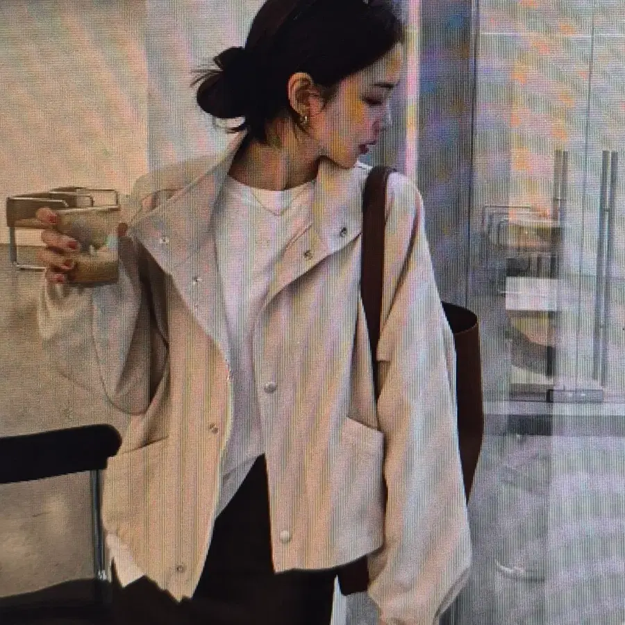 (해외배송)베이지/블랙 캐주얼 자켓