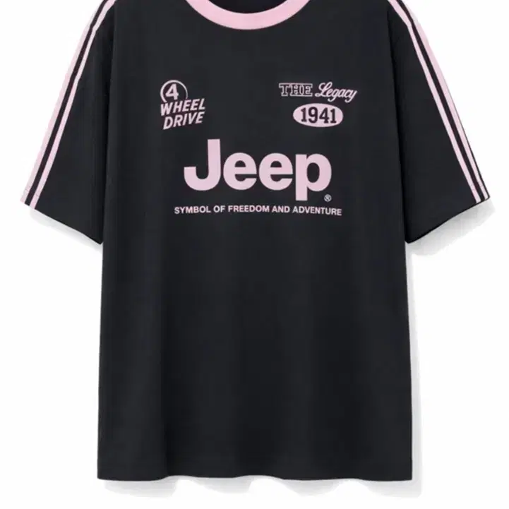 Jeep 블록코어 반팔티 블랙 핑크 L