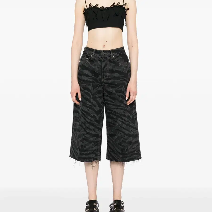 GANNI Lazer denim shorts in Black