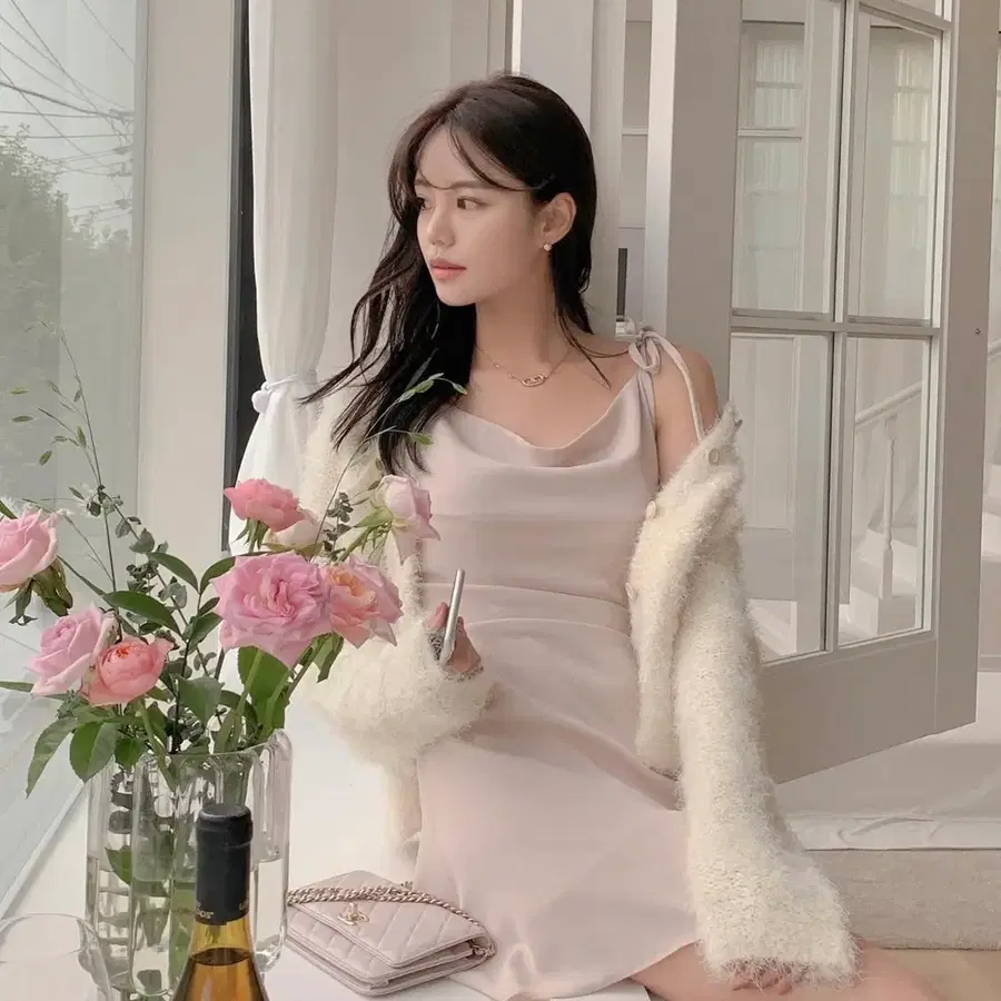 하와(HAWA) 슬림 미니 원피스 핑크