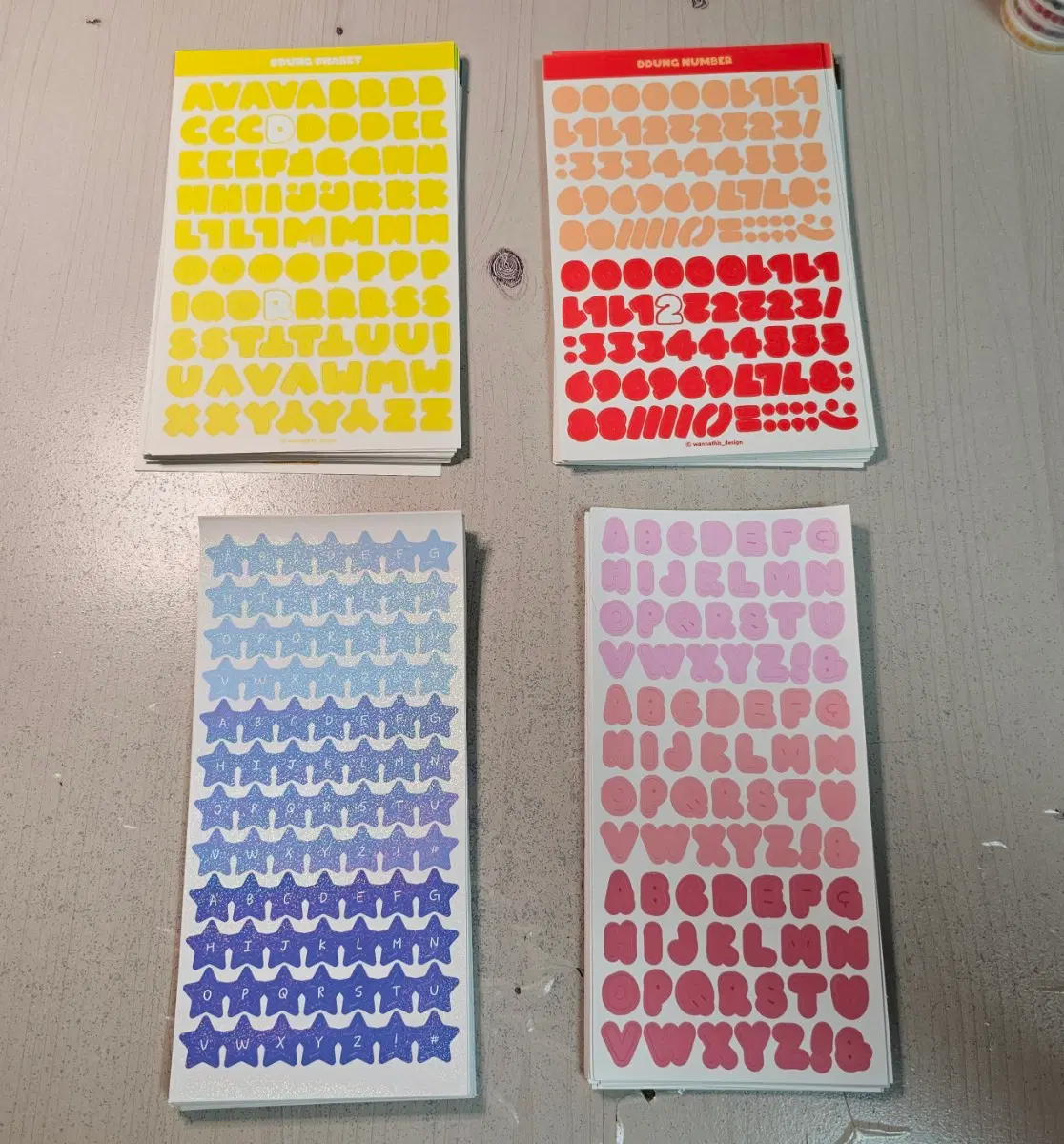 73장 일괄 ] 다꾸 / 워너디스 다이소 / 뚱파벳 뚱넘버 씰스티커 씰스 알파벳 숫자 알스 숫스 / 처분 급처