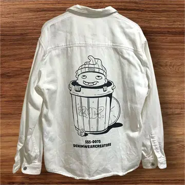 ZARA 백 프린트 데님 셔츠 화이트 M