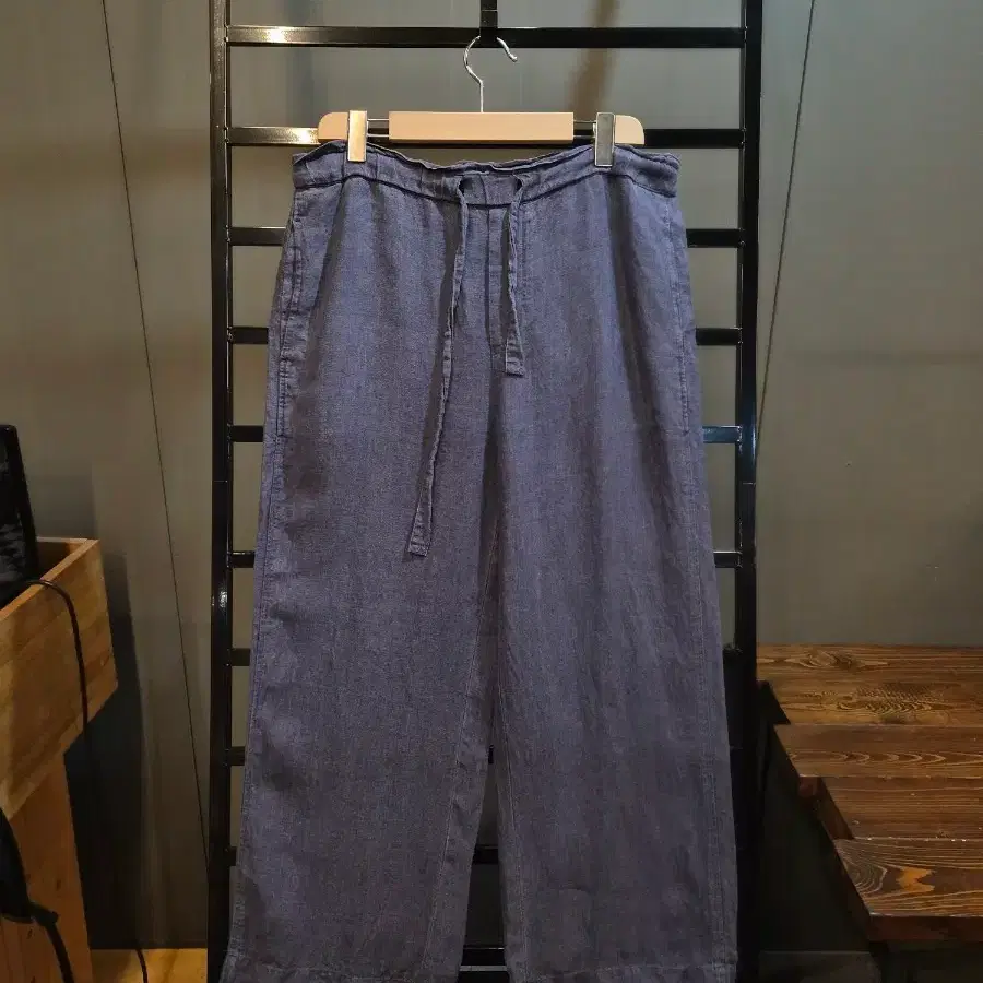 [S] 폴로 랄프로렌 POLO RALPH LAUREN 린넨 100% 밴딩 와이드 팬츠 네이비 3.9