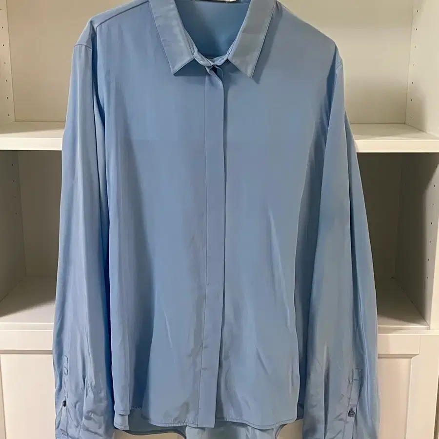 질샌더 JIL SANDER 100% 실크 스카이블루 셔츠