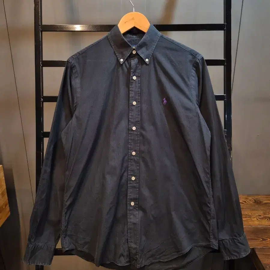 [S] 랄프로렌 RALPH LAUREN 코튼 100% 버튼다운 옥스포드 셔츠 블랙 4.5