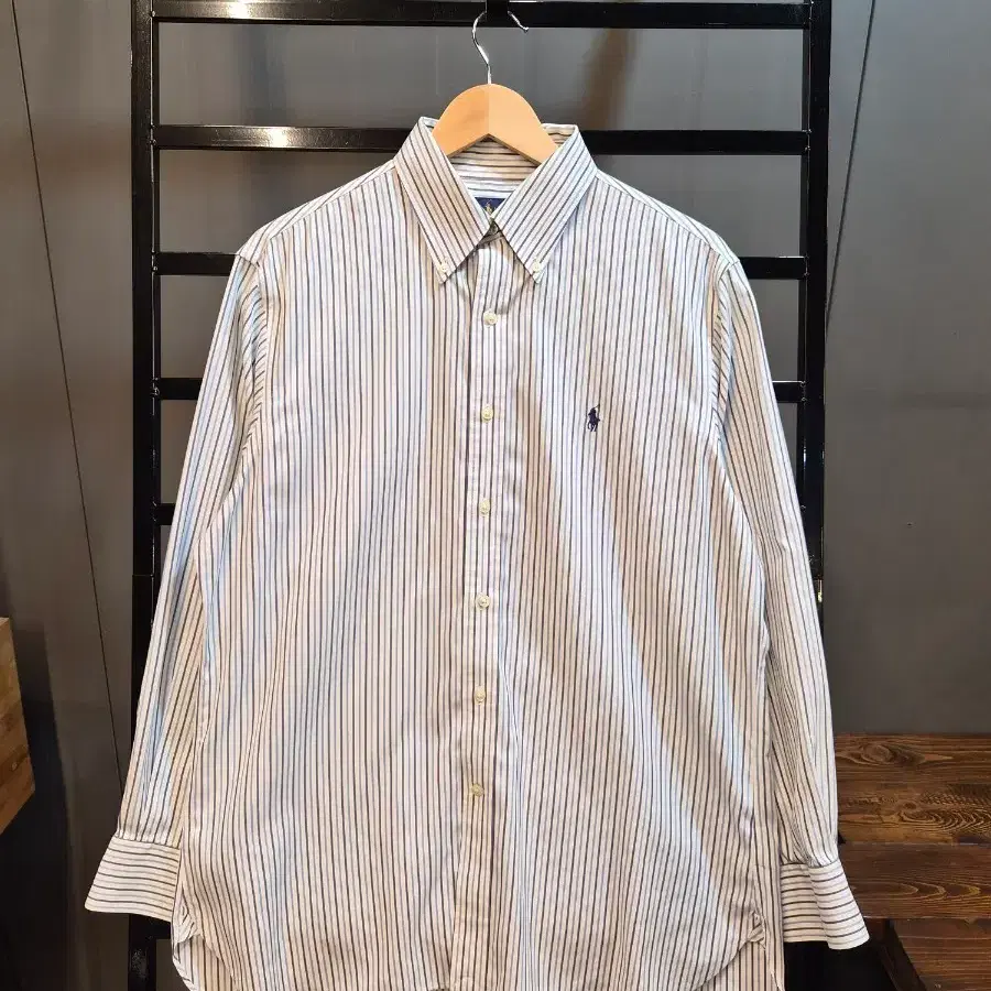 [L] RALPH LAUREN 랄프로렌 논아이론 코튼 스트라이프 셔츠 4.5