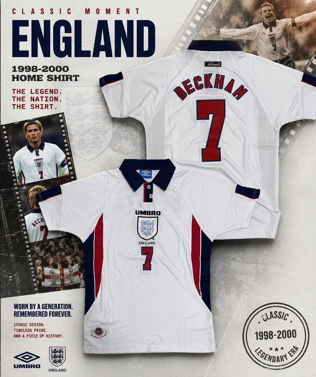EURO 97/99 잉글랜드 대표팀 베컴 홈 유니폼 판매합니다