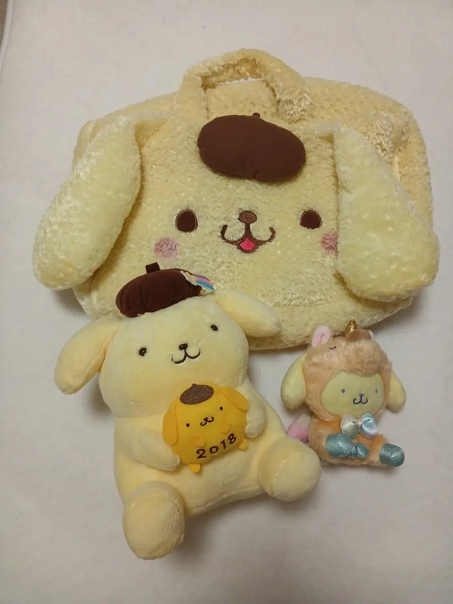 산리오 폼폼푸린 인형 가방 세트