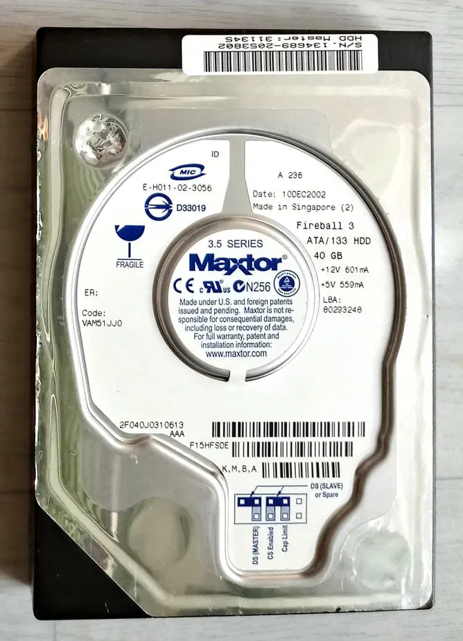 IDE 40GB 하드디스크(Maxtor 데스크탑HDD)