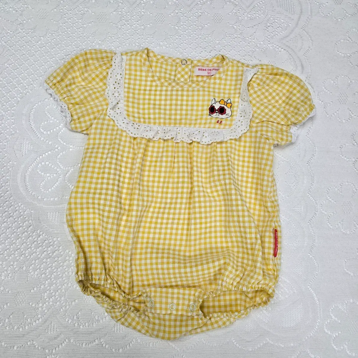 90 베베드피노 체크 고양이 슈트