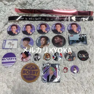 iKON BOBBY 바비 캔뱃지 아크릴 키링 코스터 은색 테이프 라이브