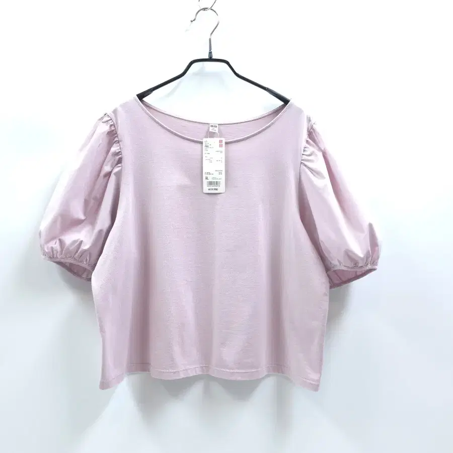 UNIQLO 유니클로 우븐콤비네이션 퍼프T 크롭티셔츠 블라우스 C613