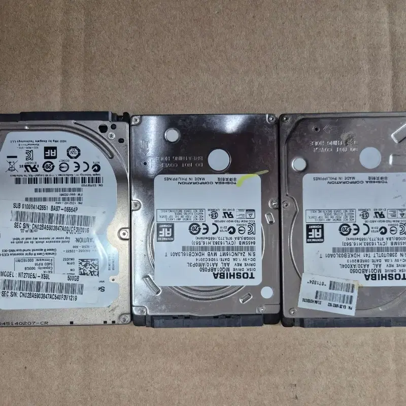 도시바 500GB HDD 3개(노트북하드)