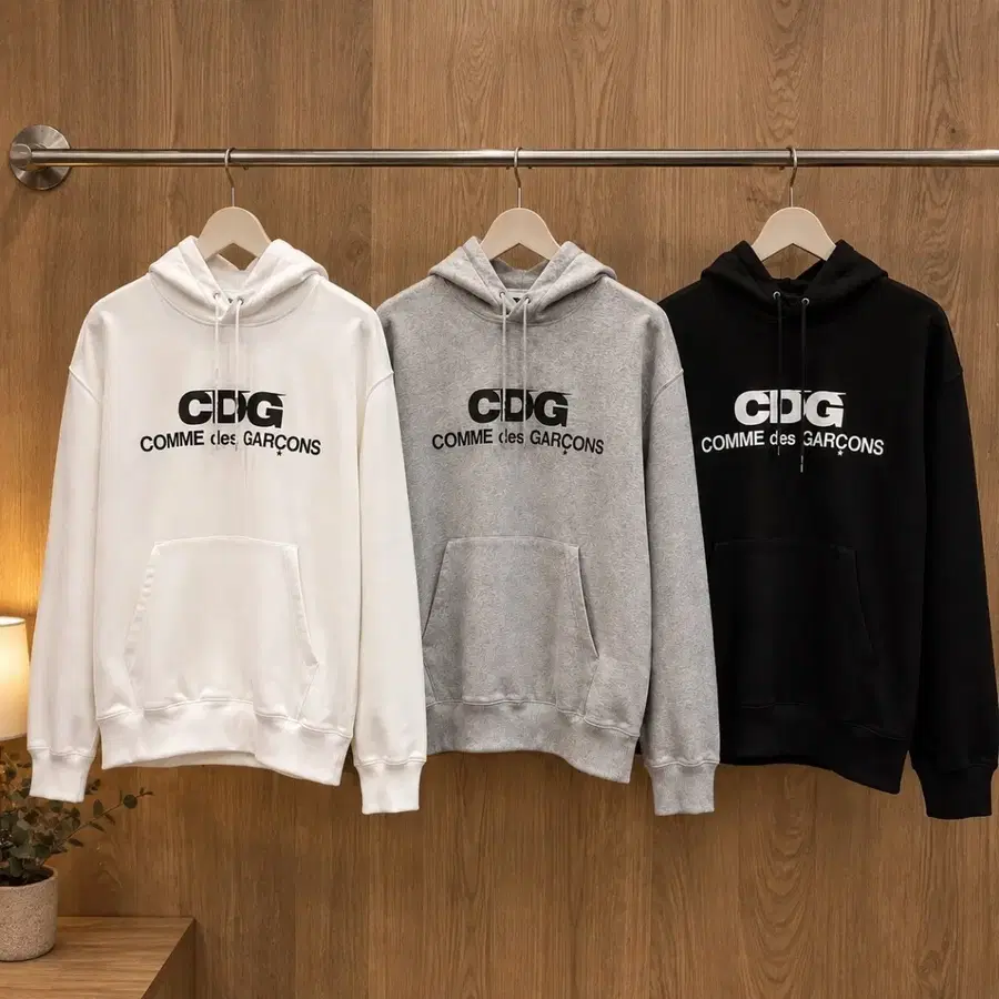 얼리버드 특가 꼼데가르송 CDG 로고 후드티 화이트/그레이/블랙