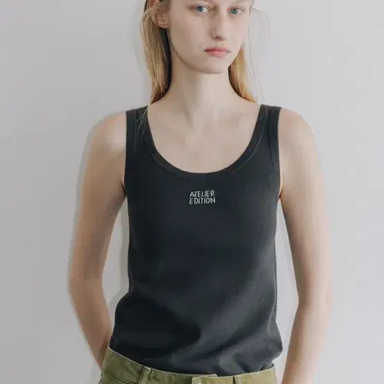아틀리에에디션 Cotton Sleeveless Knit Top (charcoal)