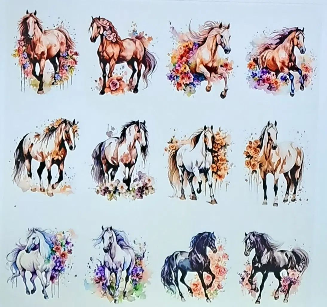 말 그림 열전사 스티커 12개 세트