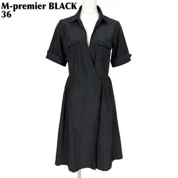새상품급 M-premier BLACK 반팔 카슈쿨 셔츠 원피스 36 블랙