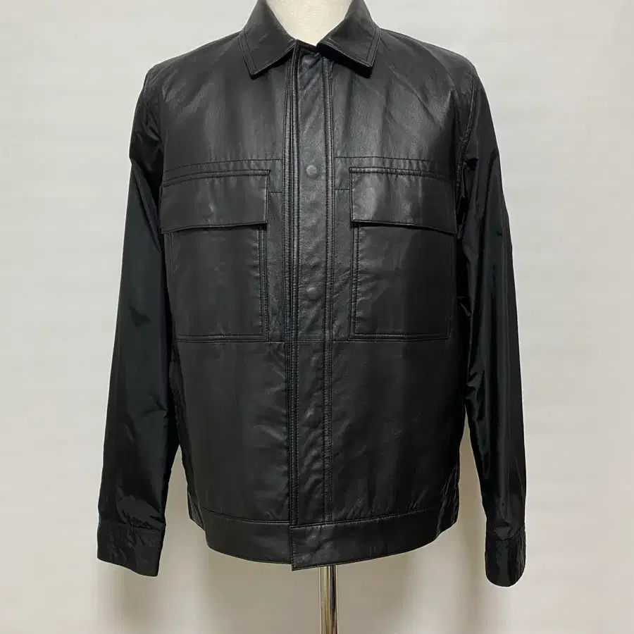 DKNY 블랙 가죽 믹스 자켓 M