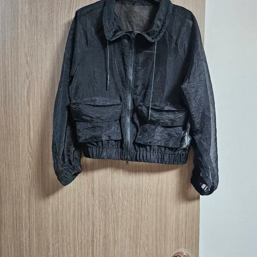 라인반드 오간자 시스루 집업점퍼