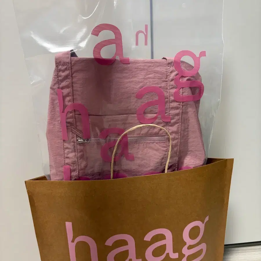 새상품) 헤이그 haag 더플백 핑크