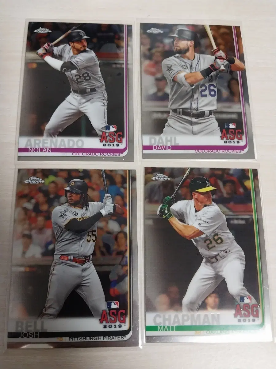 2019 Topps Chrome ASG 야구 카드 (아레나도, 댈, 벨, 채프먼)