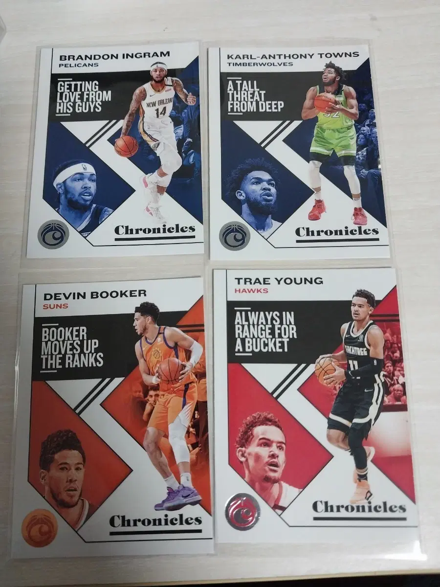 NBA 카드 브랜든 잉그램 칼 앤서니 타운스 데빈 부커 트레이 영 4종 세트