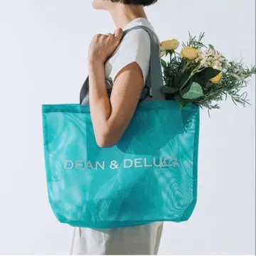 미사용 새상품 DEAN&DELUCA 메쉬 토트백 L 터콰이즈