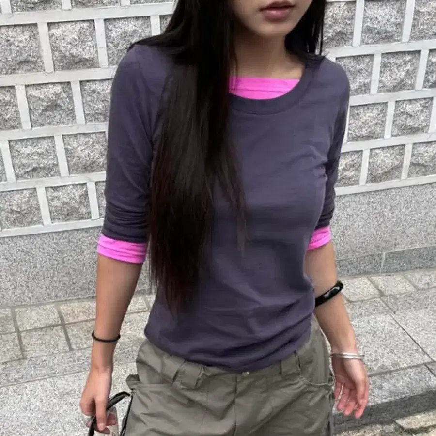 저스트하우스 DOUBLE LAYER LONG SLEEVE TOP,