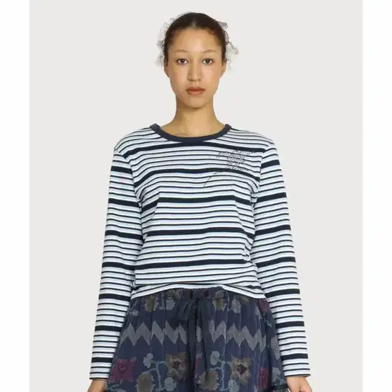 Akol 아콜 Motif Stripe Cotton Top 블루 스트라이프 핫픽스 롱슬리브