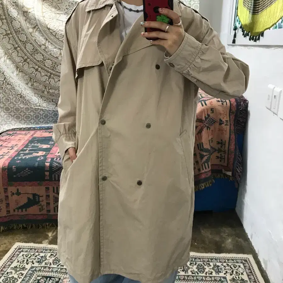 써스데이아일랜드 여성 더블버튼 트렌치 롱 코트(Z1725)
