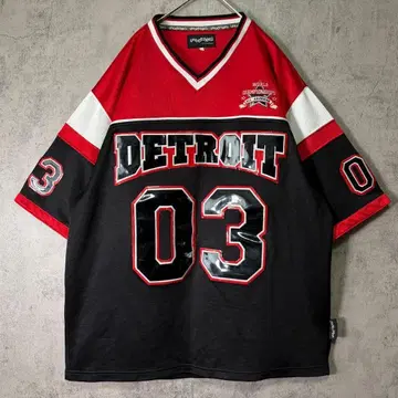 HIPHOP 에나멜 자수 게임 셔츠 DETROIT B계 Y2K