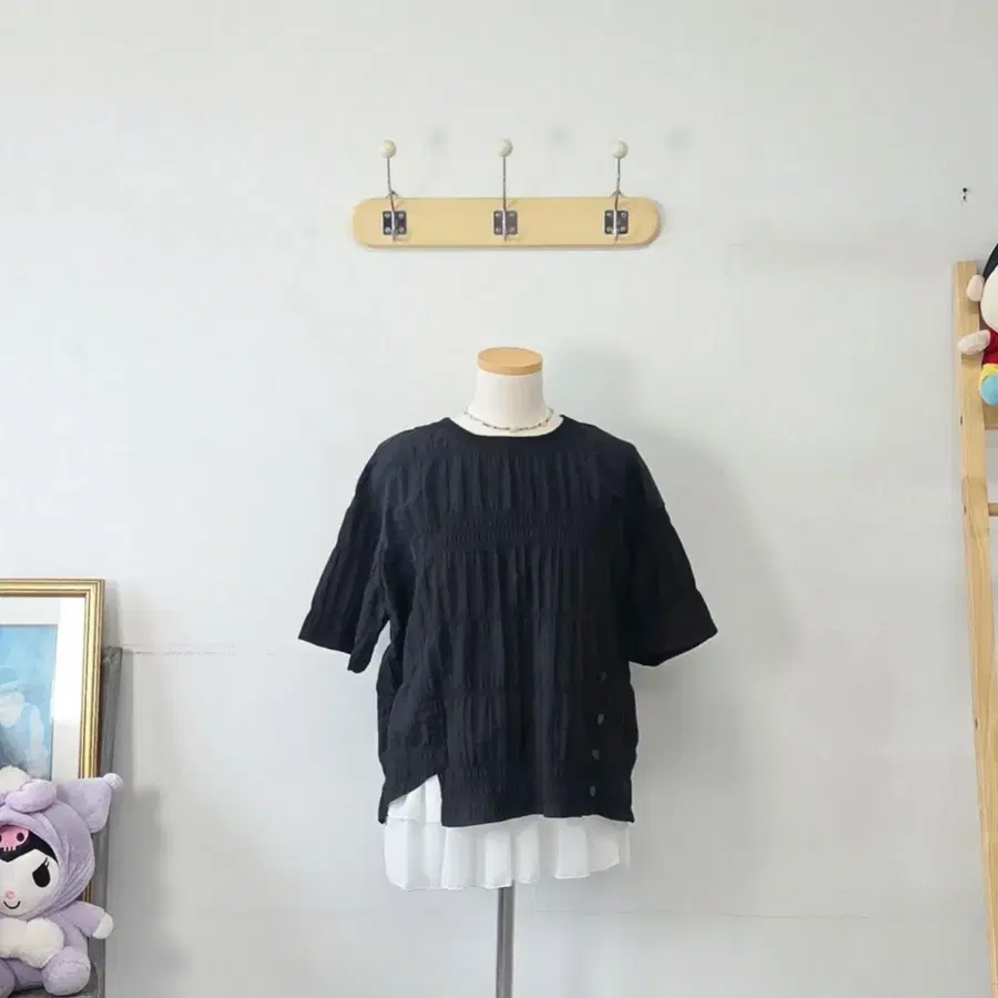 빈티지 만원샵 MAXZA 블랙 여름 블라우스