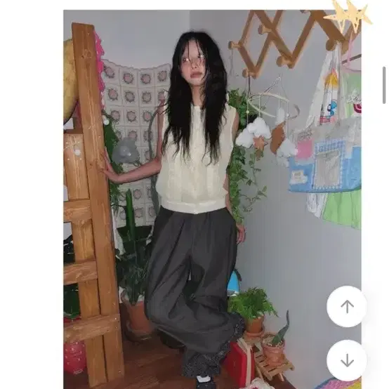 도우치도우치 도트 프릴 와이드 데님 팬츠 새상품