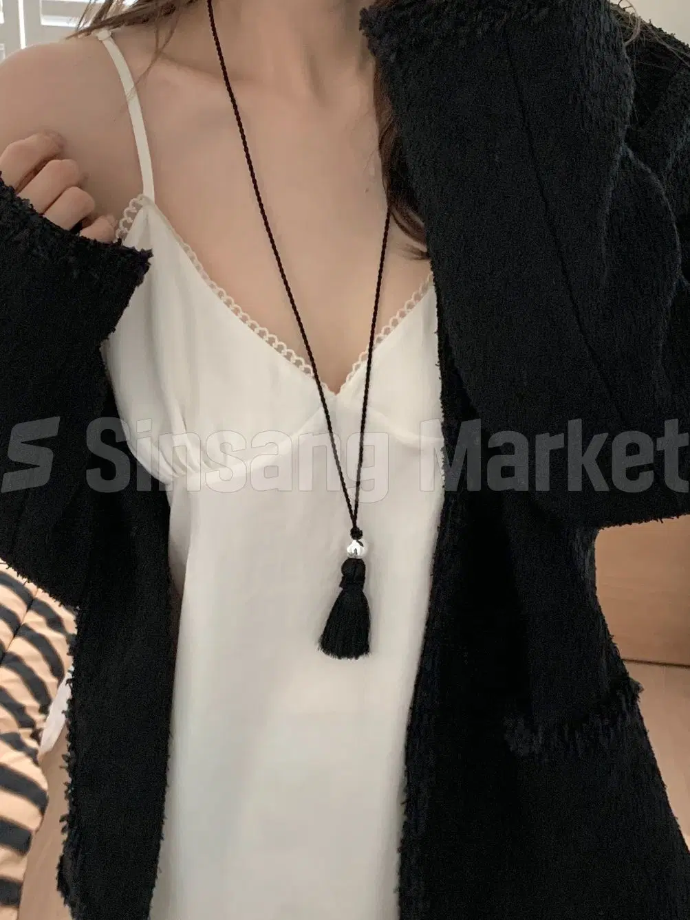 [빠른발송] 봄 태슬 실버포인트 롱네크리스 목걸이