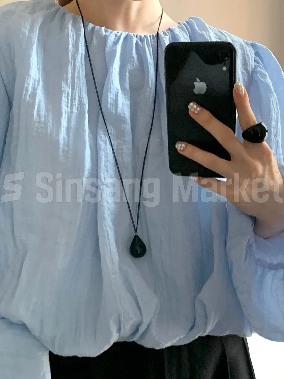 [빠른발송] 올블랙 물방울 롱네크리스 목걸이
