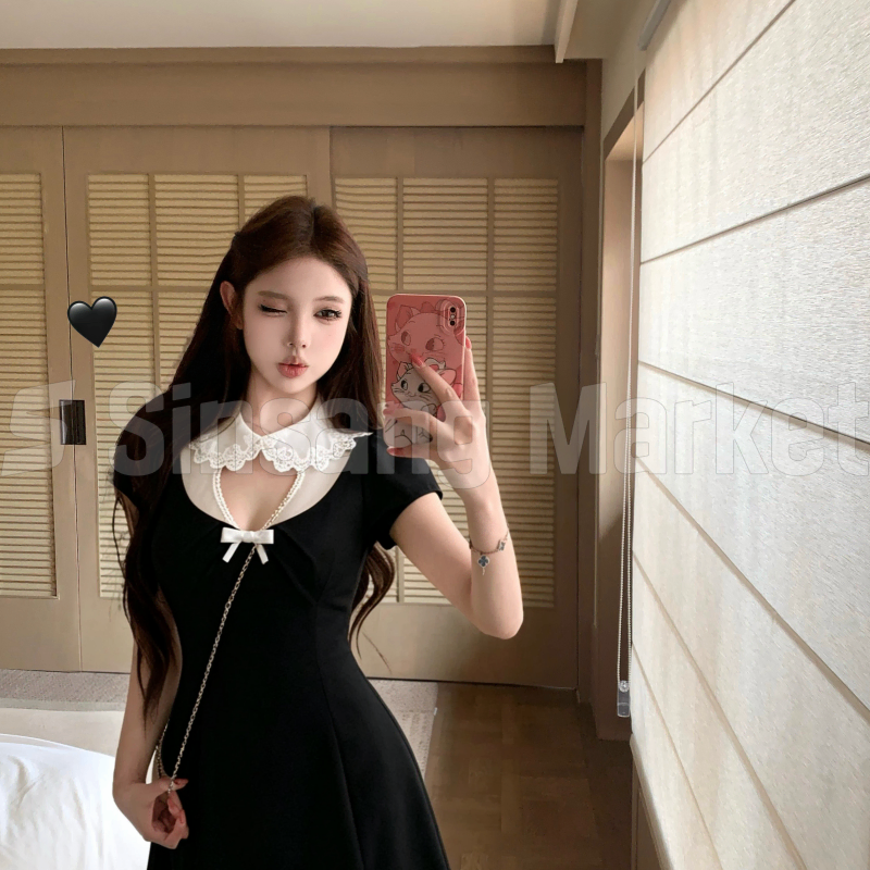 [빠른발송] 레이스 카라 원피스