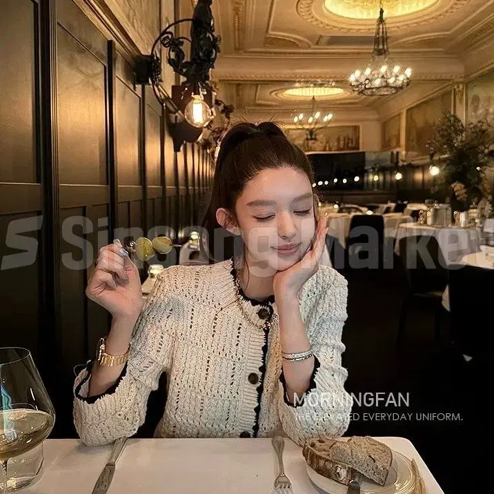 [빠른발송] 디어 배색 가디건 가을 하객룩