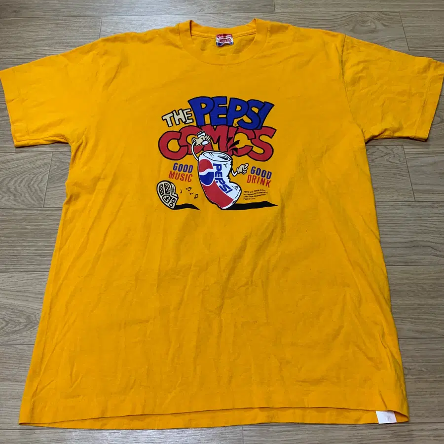 L)90s 일본제 Pepsi 펩시 코믹스 양면 빅 그래픽 싱글스티치 반팔