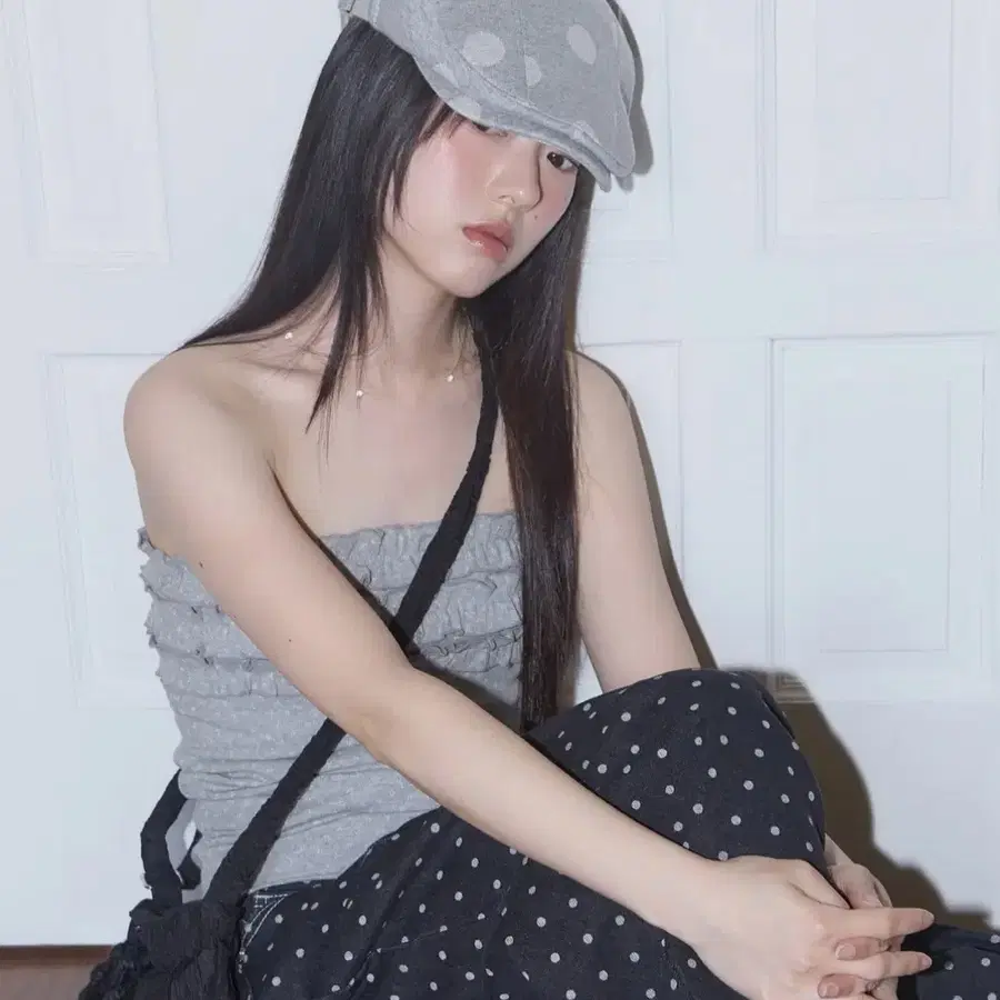 [새상품] 팬시클럽 엔젤 도트 헌팅 캡