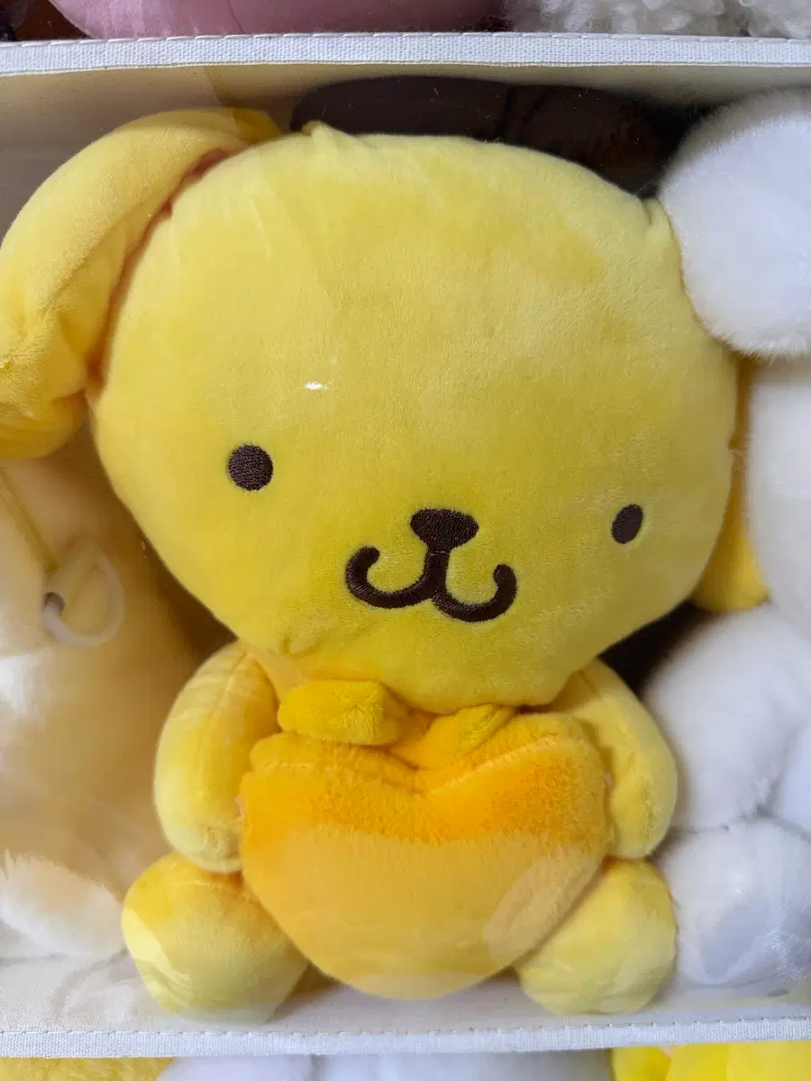 산리오 폼폼푸린 인형 옐로우 하트