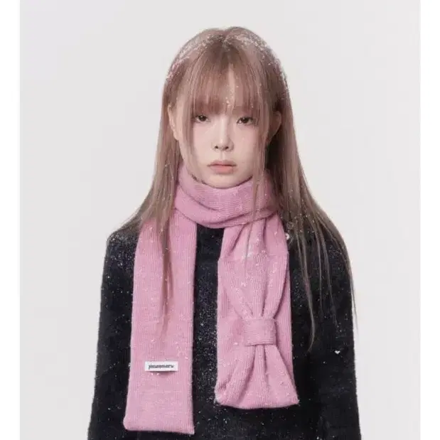 핀쿠노마루 핑크 니트 목도리