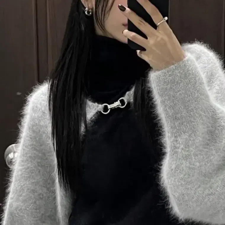 3일간 트리밍버드 앙고라 볼레로 그레이