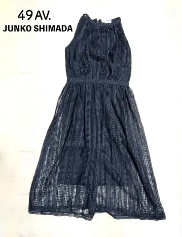 [새상품급] JUNKO SHIMADA 슬리브리스 전체 레이스 원피스 블랙 38