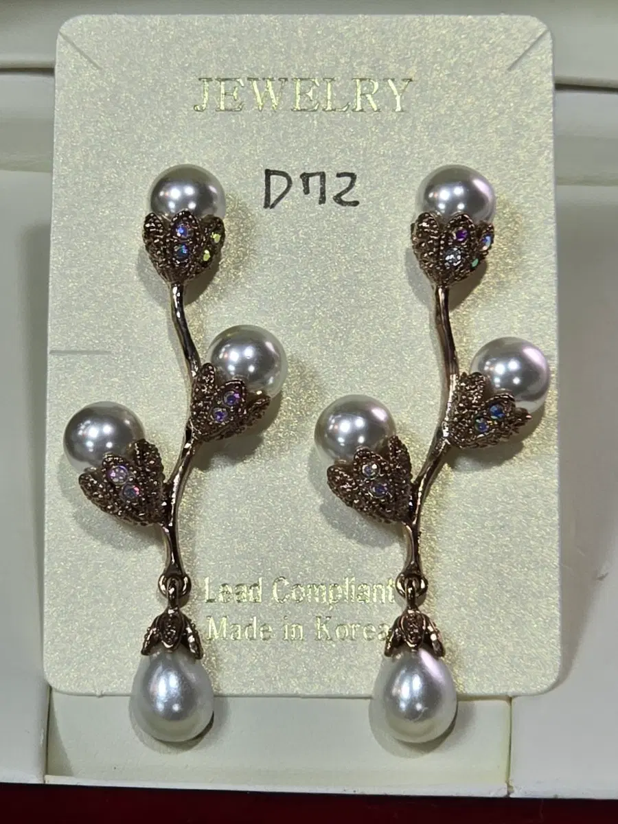 D72 진주 귀걸이 앤틱골드 플래팅