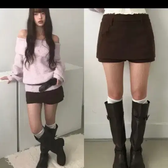코듀로이 미니 치마 바지 에이블리