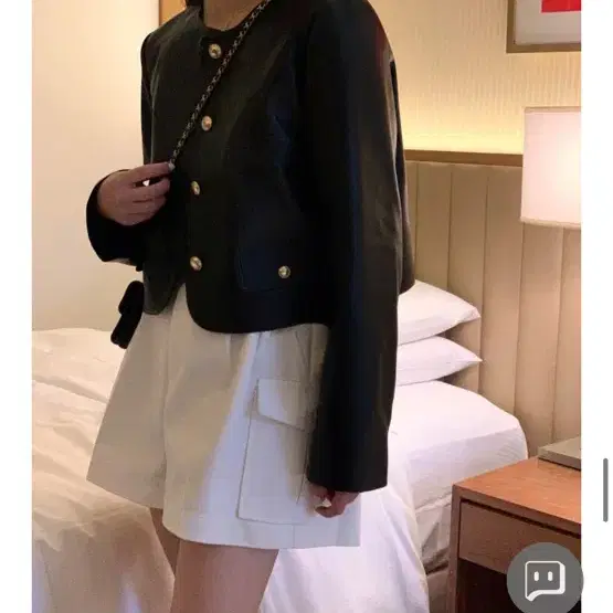 도매택 미엘 miel 크롭 노카라 레더자켓 가죽 자켓